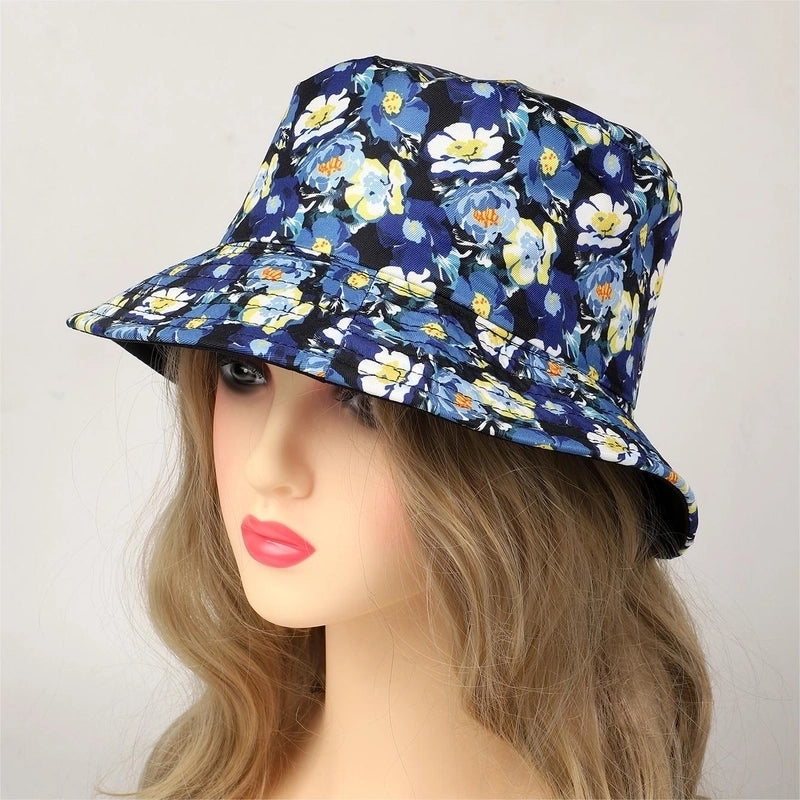 Women's Hawaiian Beach Flower Printing Big Eaves Bucket Hat