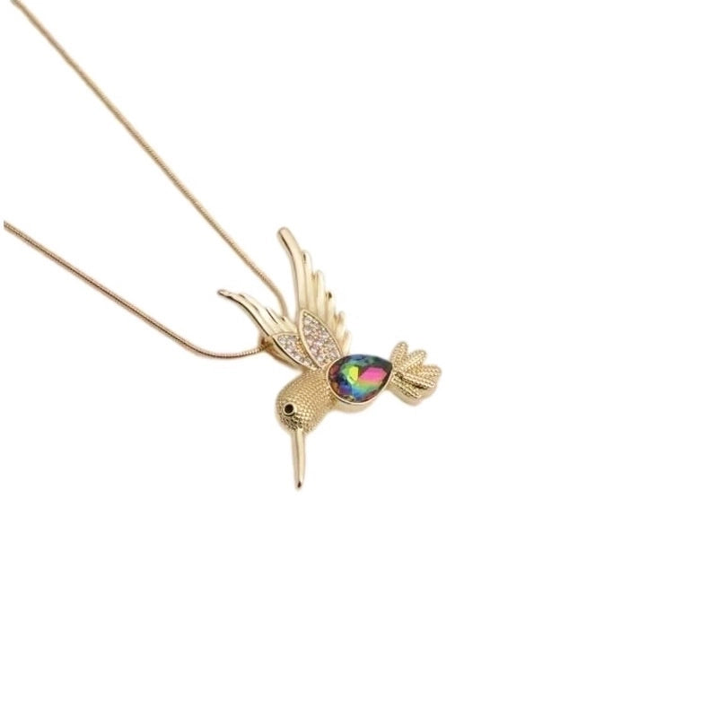 IG Style Minimalist  Bird Titanium Steel Copper Zircon Plating Inlay Pendant Necklace