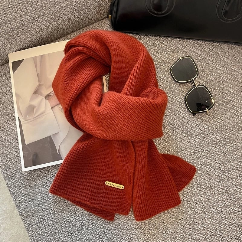 Unisex Elegant Business Basic Solid Color Fleece Scarf