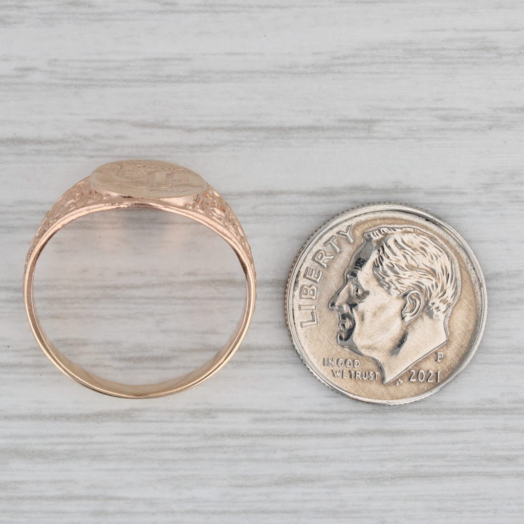 Old English Letter Initial F Signet Ring 10k Rose Gold Size 8
