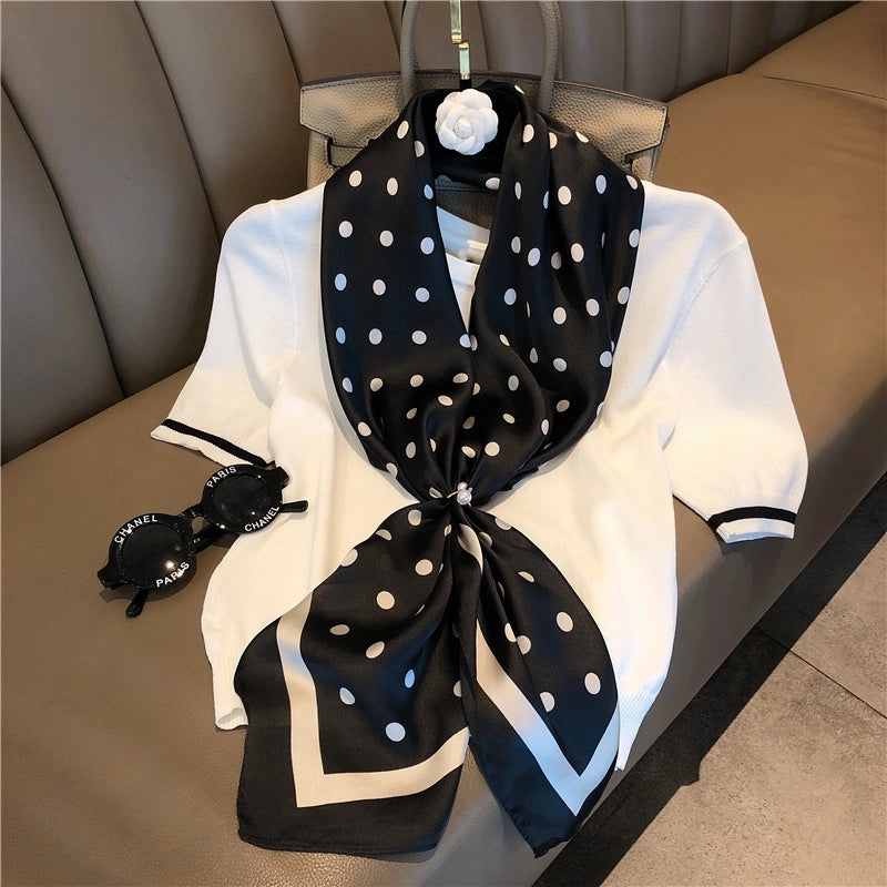Women's Elegant Vacation Stripe Flower Polyester Silk Scarf