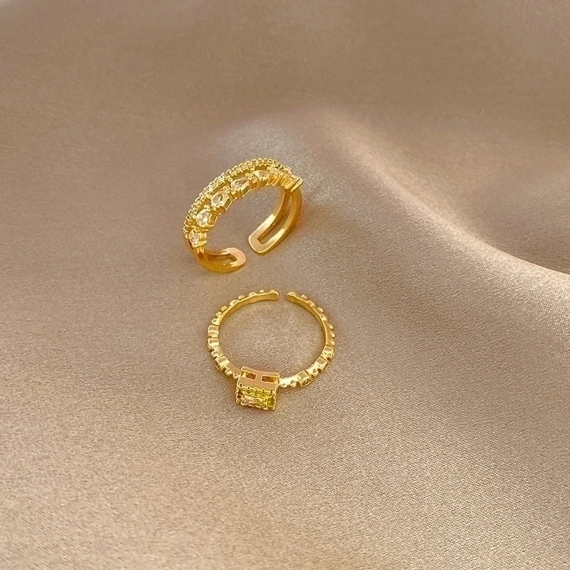 Commute Solid Color Stainless Steel Inlay Zircon Rings