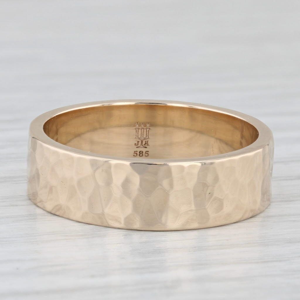 James Avery Amore Band 14k Yellow Gold Hammered Finish Wedding Ring Size 10