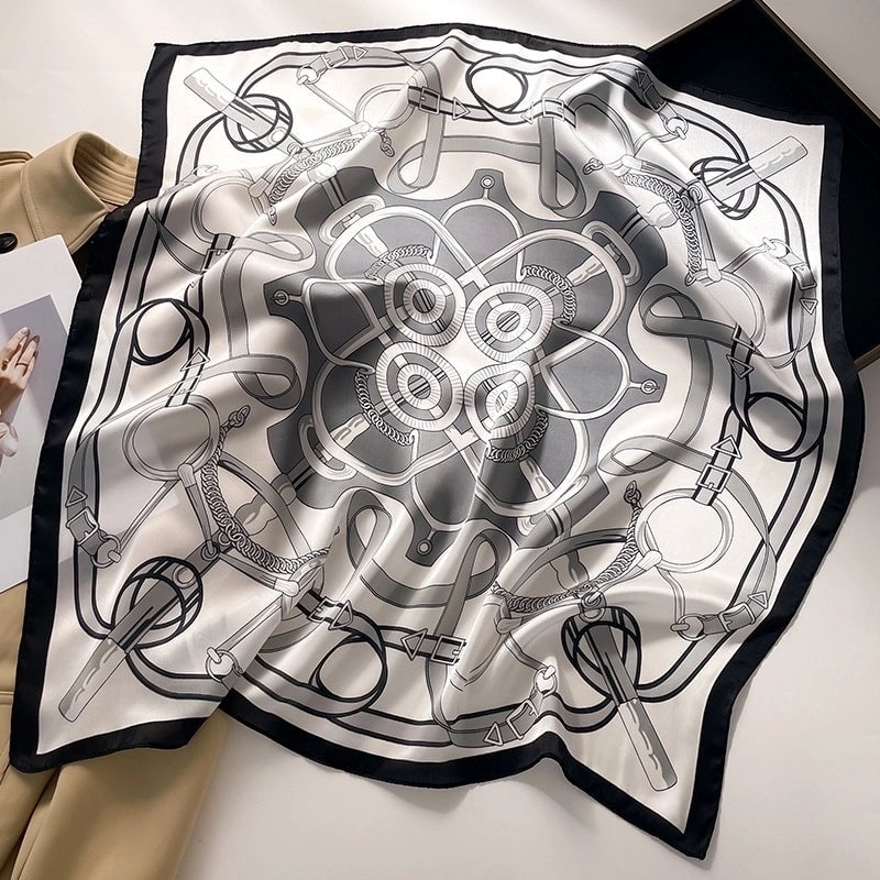 Women's Elegant Minimalist Color Block Polyester Printing Silk Scarf