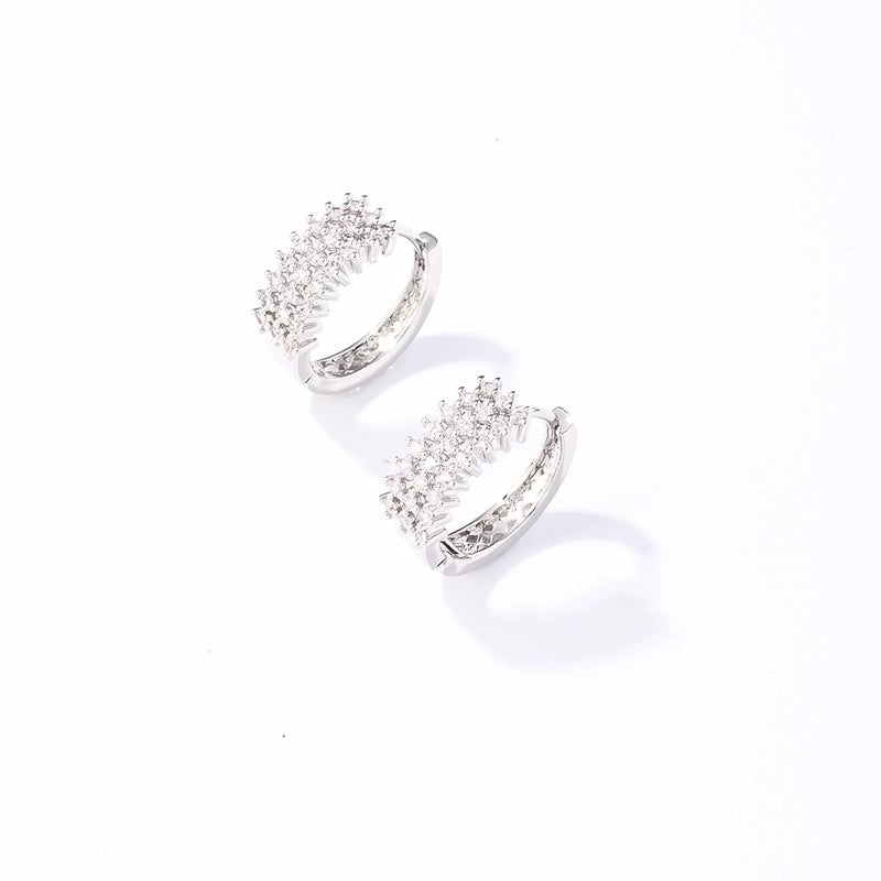 1 Pair Minimalist Solid Color Plating Inlay 304 Stainless Steel Copper Zircon Silver Plated Earrings