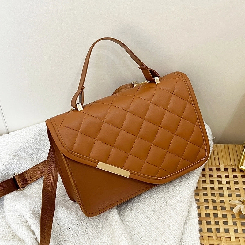 Women's Medium Pu Leather Lingge Vintage Style Classic Style Flip Cover Crossbody Bag