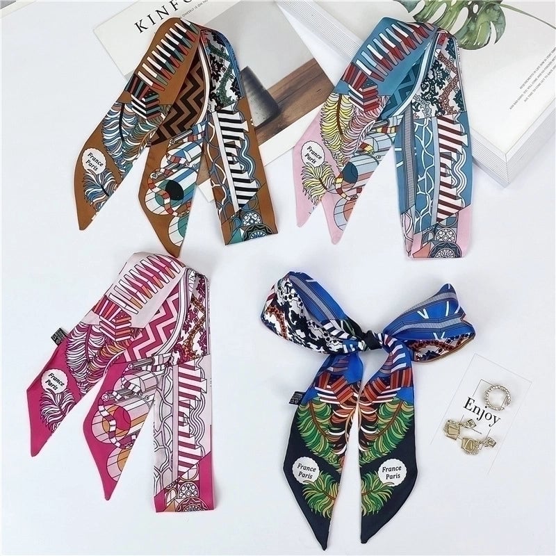 Women's Ethnic Style Letter Plant Imitated Silk Printing Silk Scarf