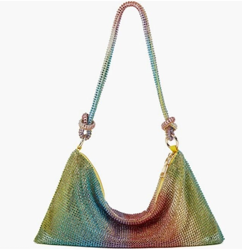 Silver Black Gold Pu Leather Solid Color Rhinestone Evening Bags