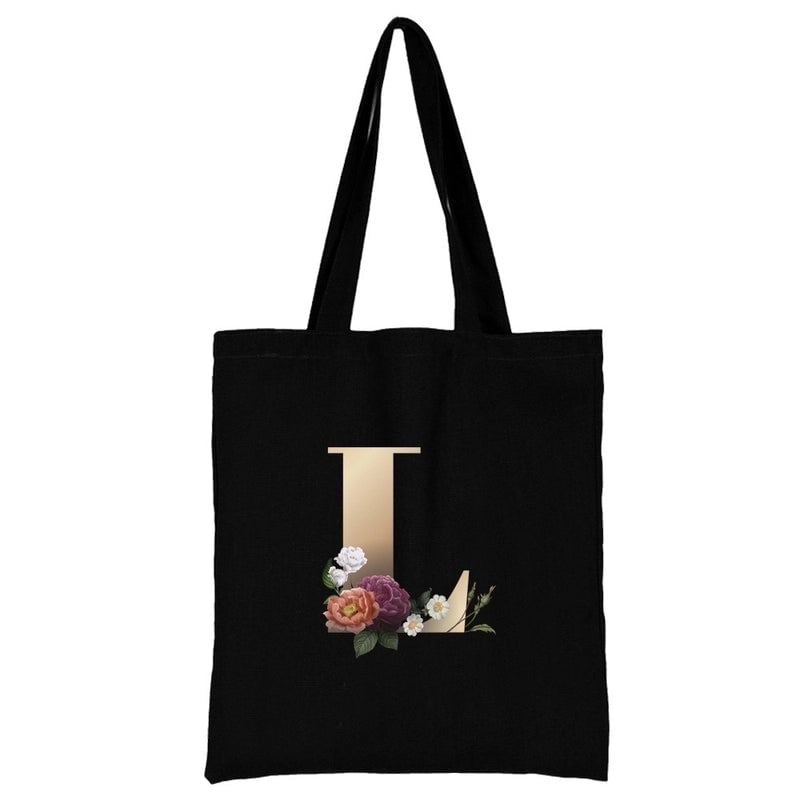 Women's Minimalist Letter Flower Shopping Bags