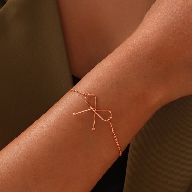 Casual Minimalist Commute Bow Knot 304 Stainless Steel 18K Gold Plated Plating Bracelets Necklace