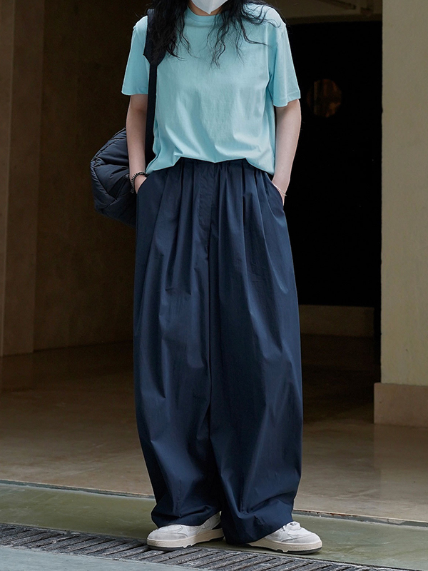 High Waisted Wide Leg Pleated Casual Pants Bottoms Trousers