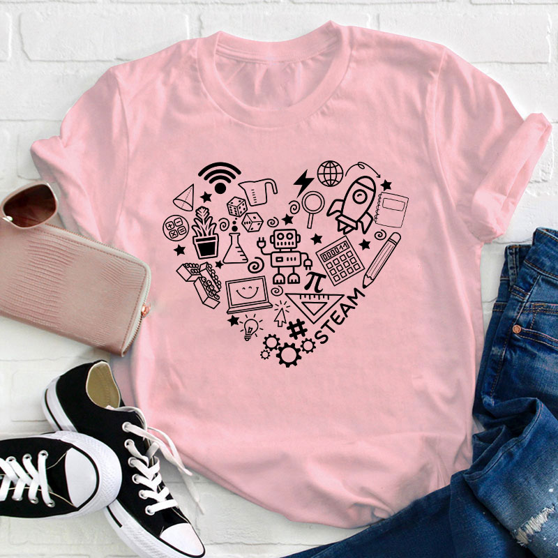 Stem Heart Shape Teacher T-Shirt