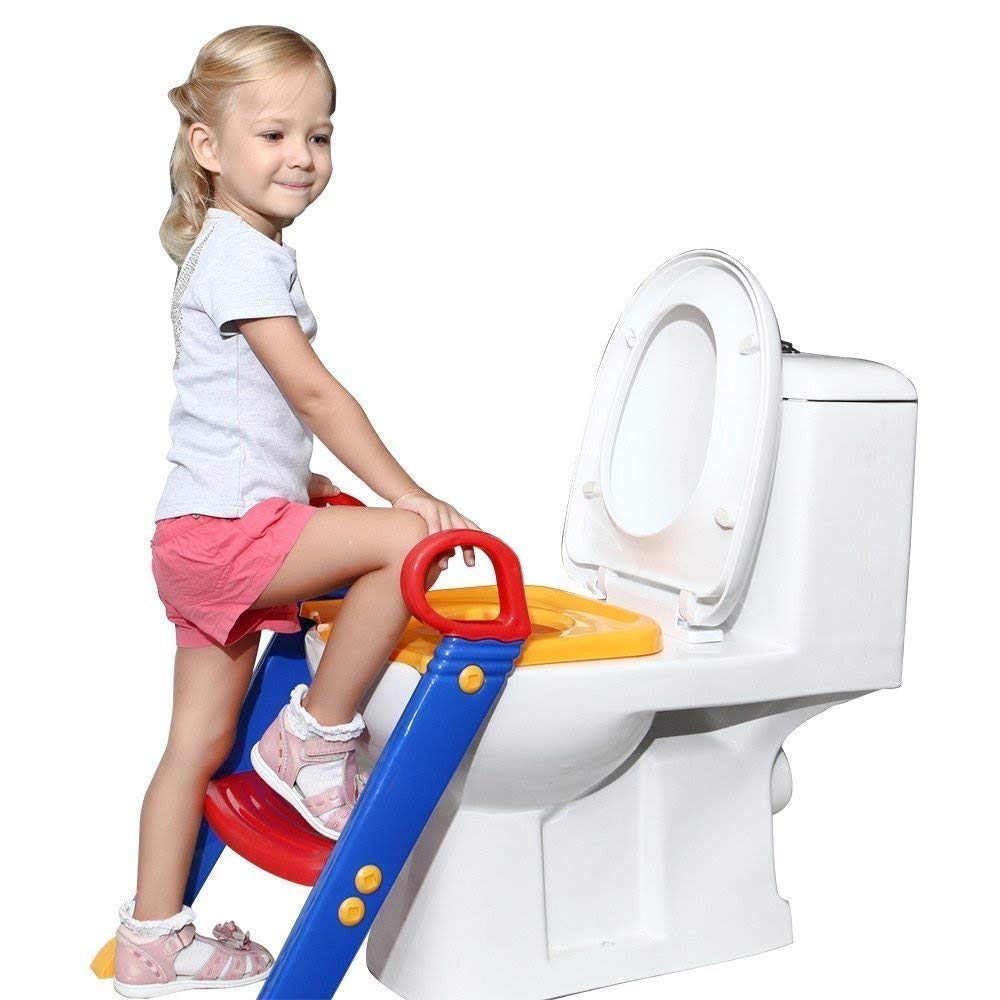 Kids Foldable Plastic Potty Training Seat. Toilet Ladder Step up Training Stool