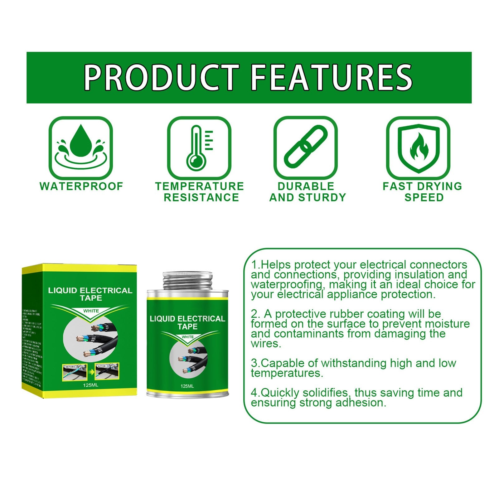 INSULATION FOR ELECTRICAL WIRES HEAT AND DURABLE ELECTRICAL WIRE INSULATION GEL 125ML