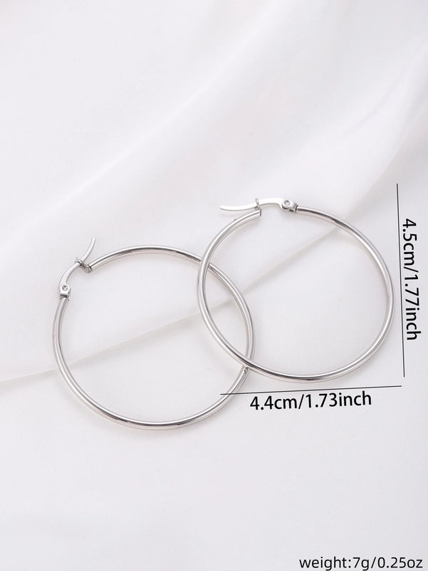 Vintage Style Modern Style Minimalist Round Titanium Steel 18K Gold Plated Hoop Earrings