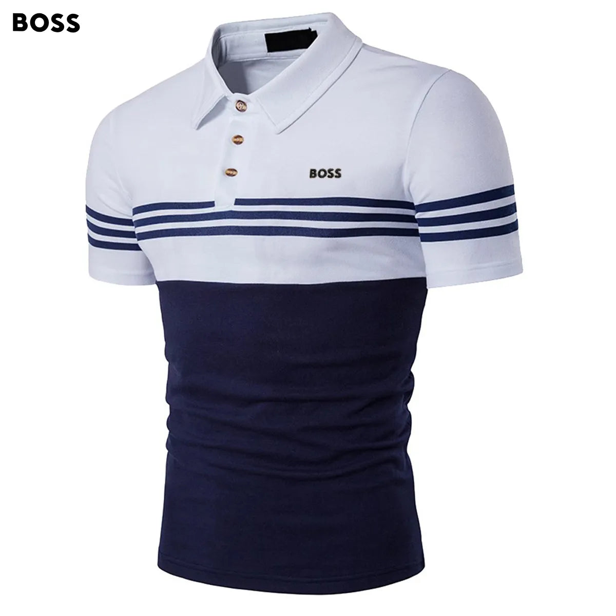 BOSS Men-s Classic Print Casual Short Sleeve POLO Shirt