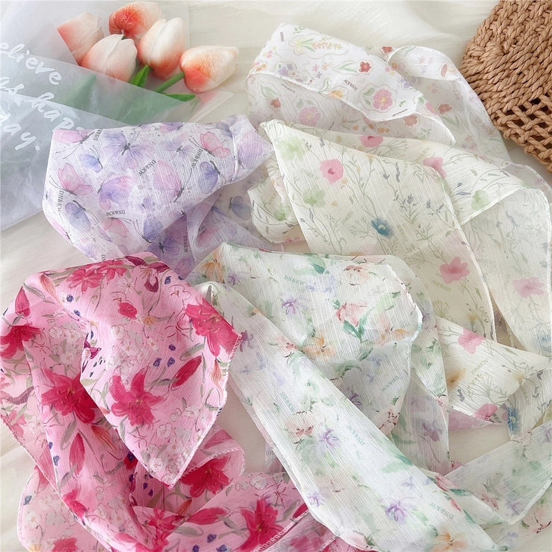 Women's Cartoon Style Cute Sweet Rhombus Synthetic Yarn Silk Scarf