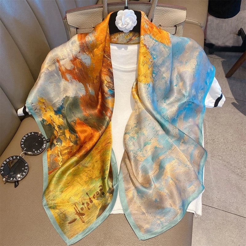 Women's Elegant Minimalist Printing Silk Printing Silk Scarf