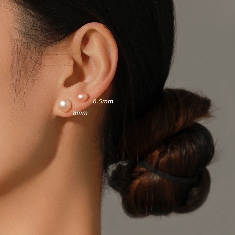 1 Pair IG Style Elegant Sweet Oval Plating 925 Sterling Silver Freshwater Pearl Ear Studs