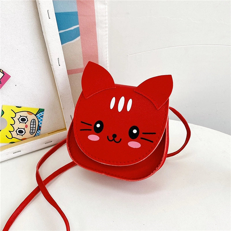 Women's Small Pu Leather Cat Cute Round Zipper Shoulder Bag Crossbody Bag