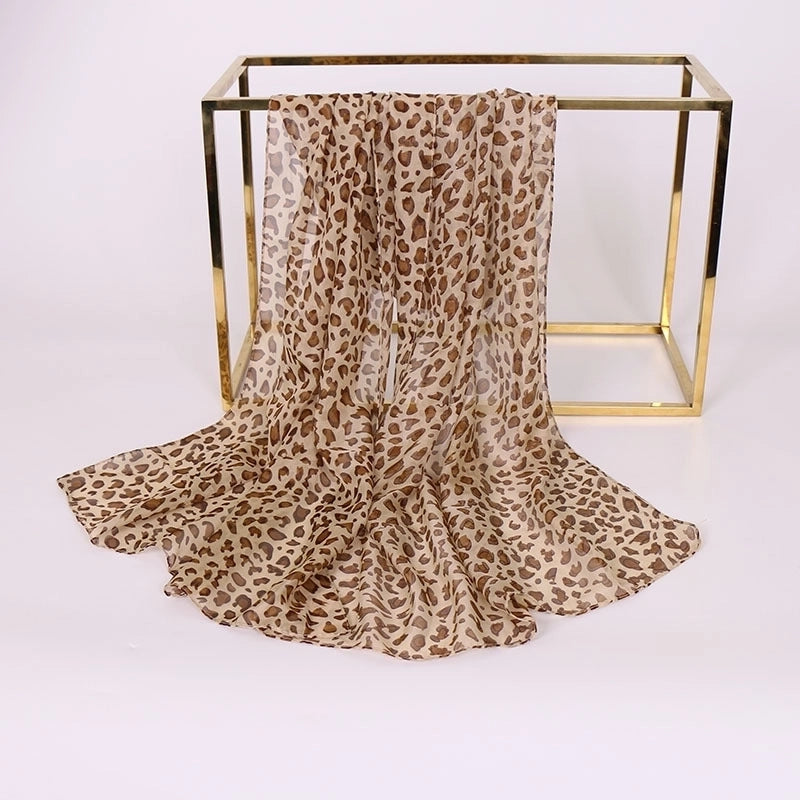Women's Sweet Leopard Chiffon Printing Silk Scarf