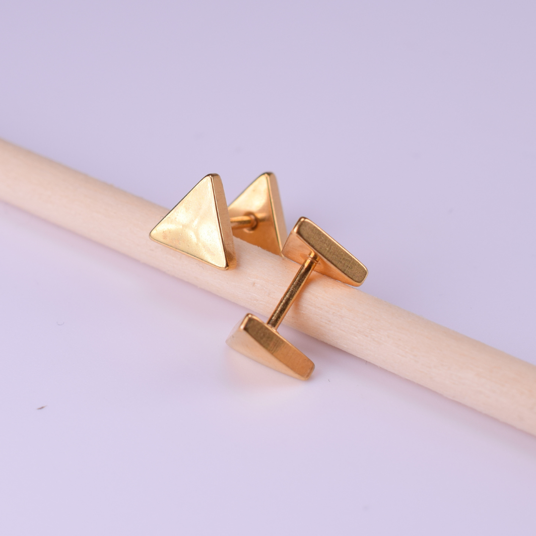 8mm Double triangle studs - Gold