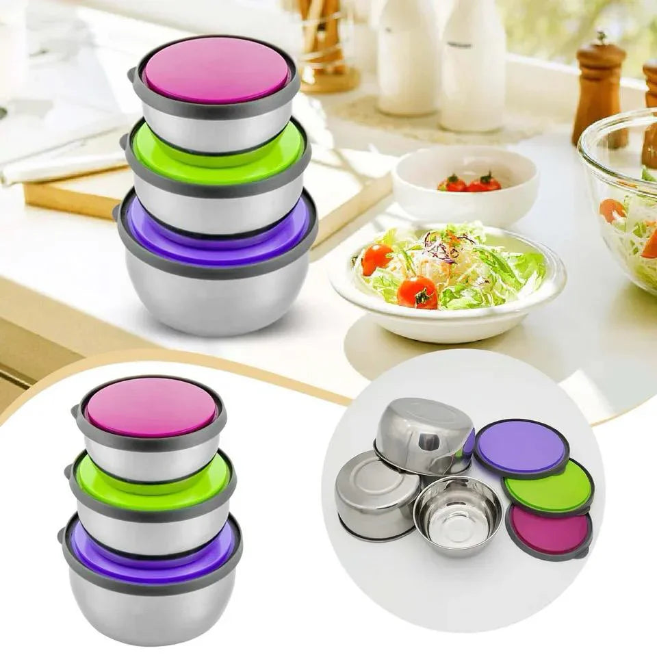 Stainless Steel 3 Pcs Food Storage Box Airtight