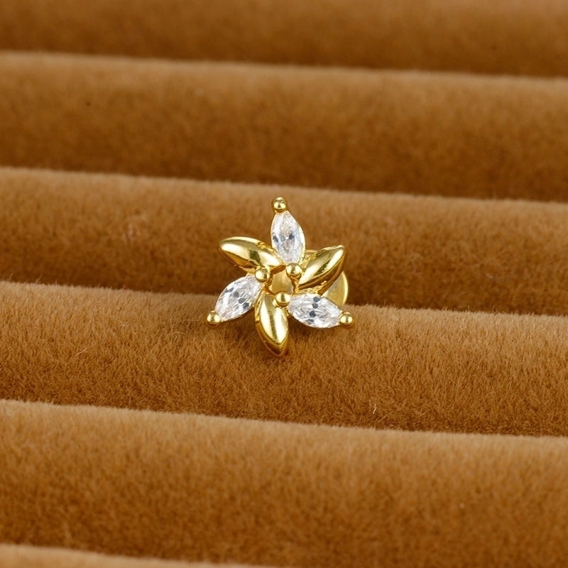 1 Piece Ig Style Minimalist Star Heart Shape Flower Plating Inlay Stainless Steel Zircon Ear Studs