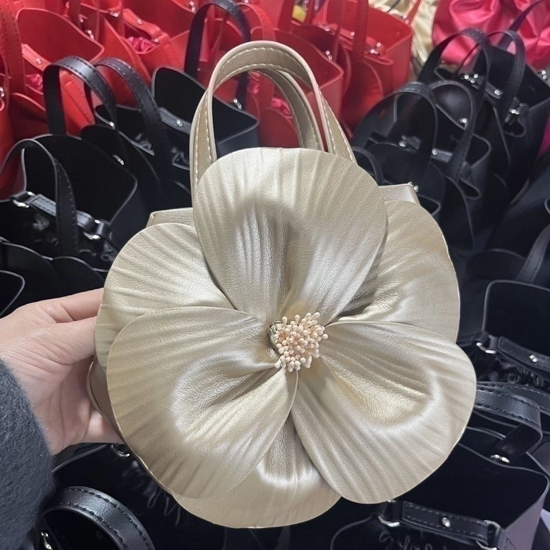 Women's Small Pu Leather Flower Streetwear Open Handbag