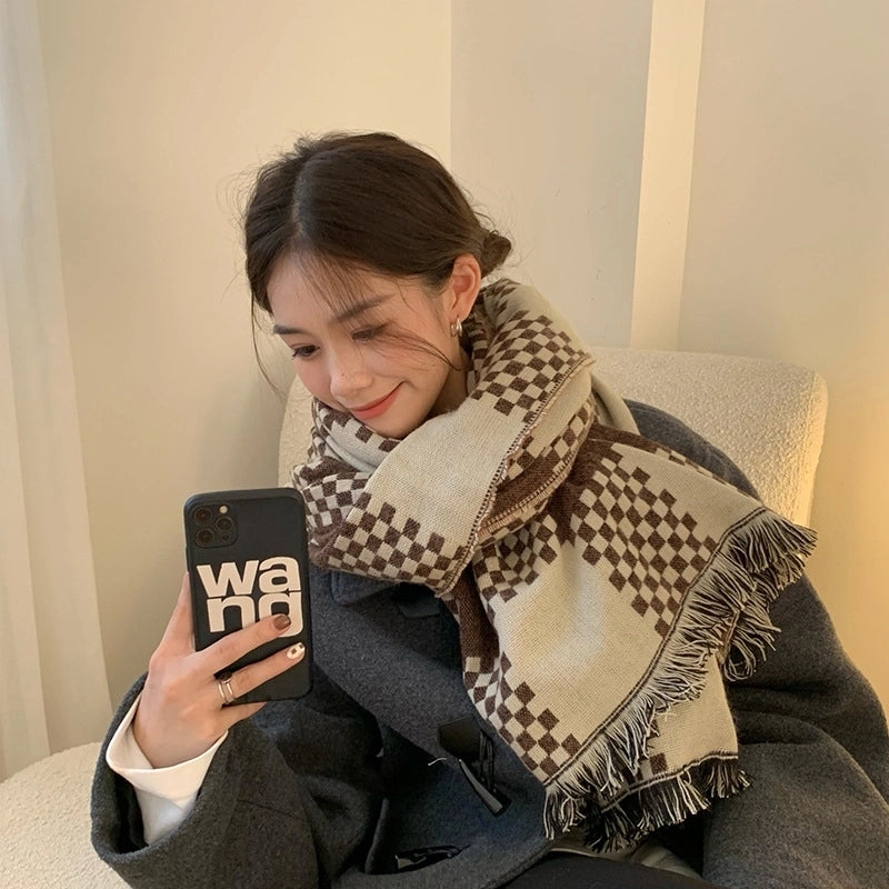 Women's  Lattice Imitation Cashmere Scarf