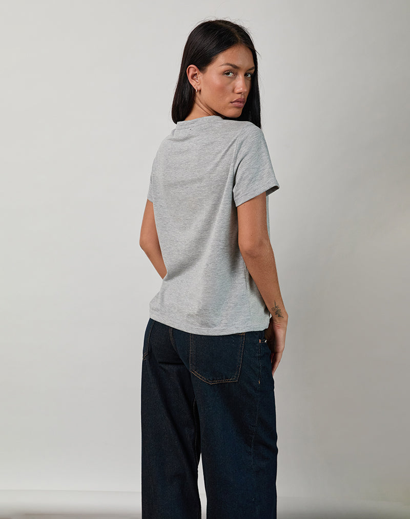 Saki Tee in Grey Marl with I Love OOO Graphic