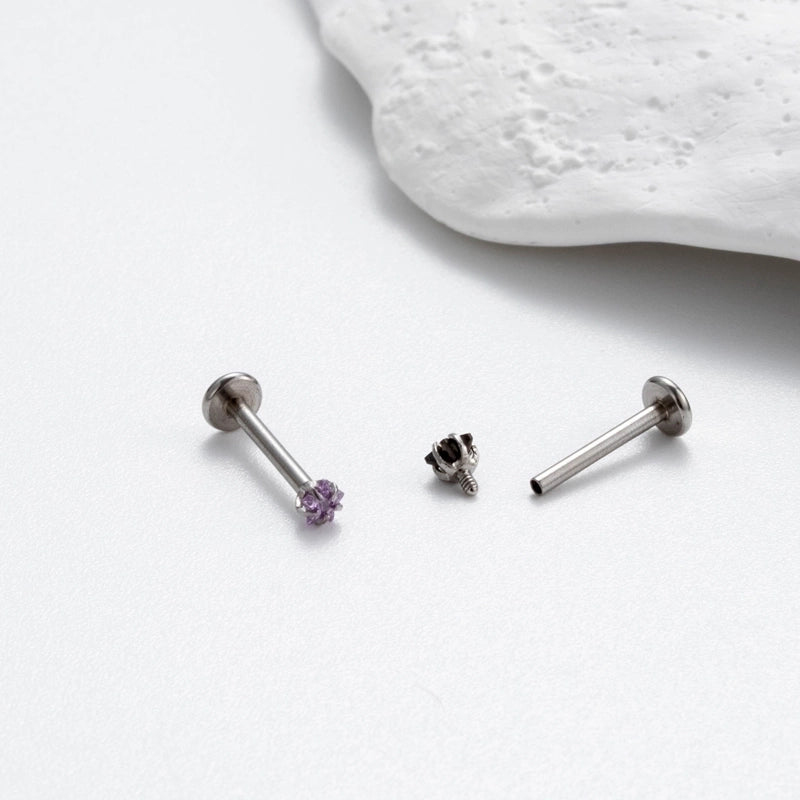 1 Piece Ear Cartilage Rings & Studs Korean Style Pentagram Flower 316L Stainless Steel  Plating Inlay Zircon