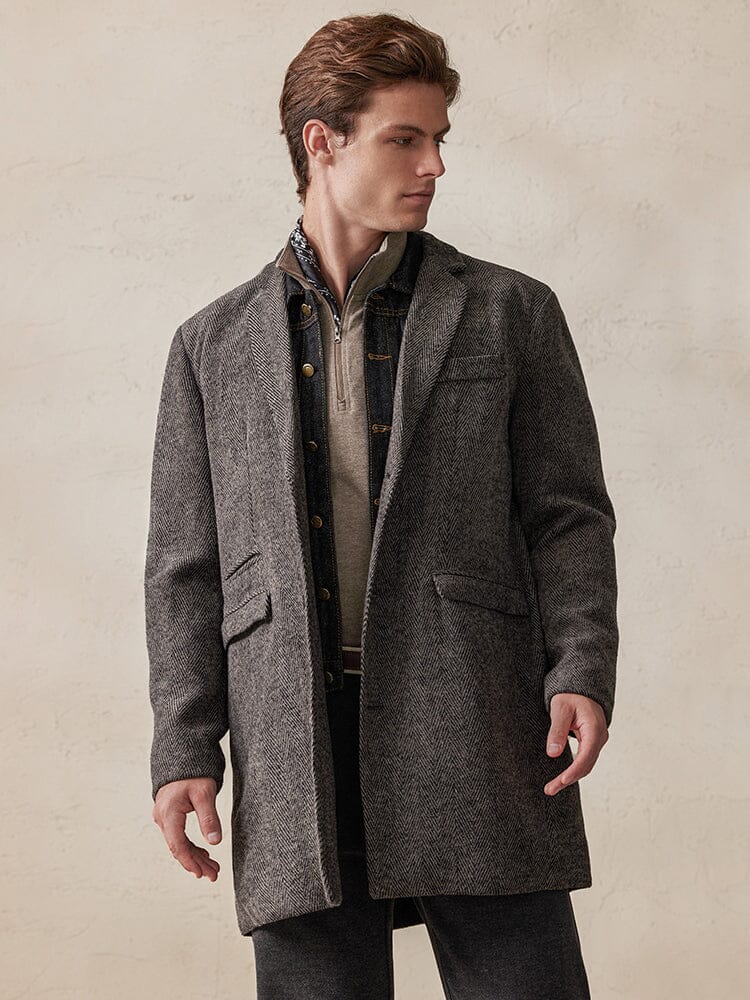 Vintage Herringbone Tweed Coat