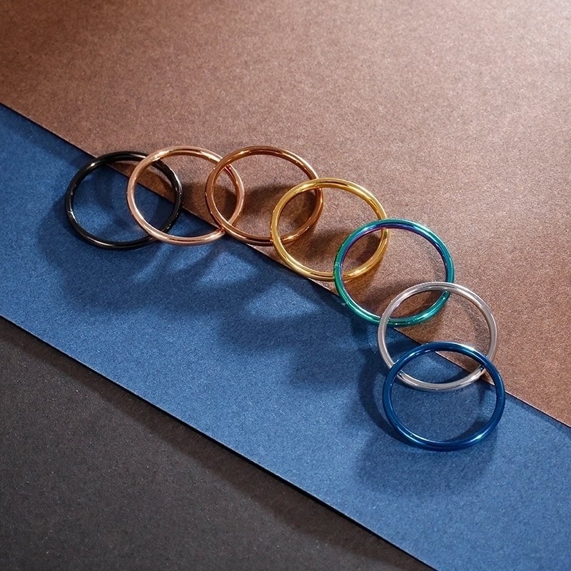 Fashion Round Titanium Steel 18K Gold Plated Polishing Stainless Steel Rings