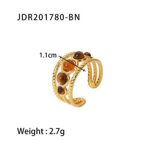 Jie Ding Stainless Steel Tiger Eye Stone Ring Antique Ring Titanium Steel Bracelet Rings