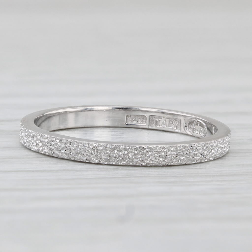 Textured Brushed Band 14k White Gold Size 6 Wedding Stackable Ring