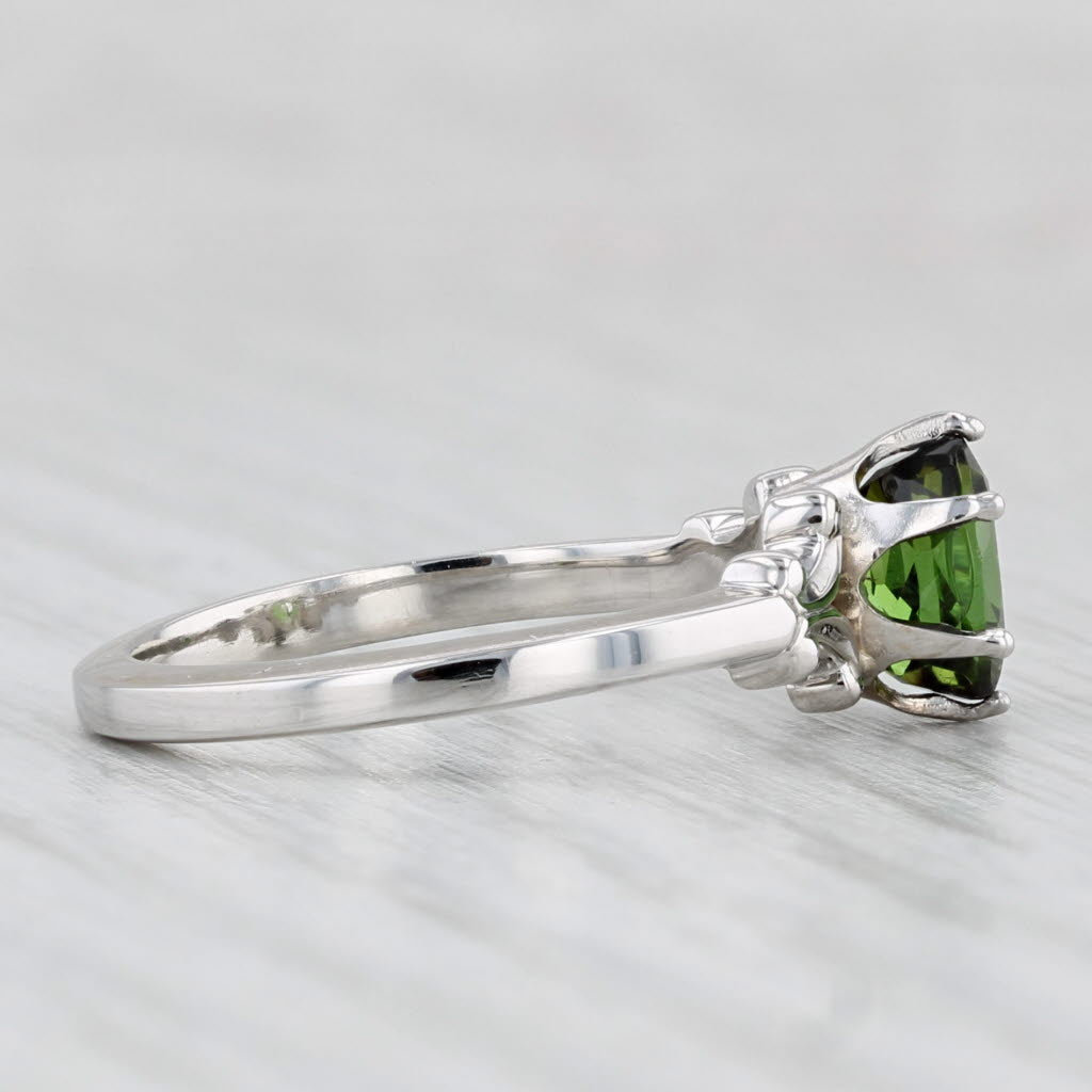 0.85ct Oval Green Tourmaline Solitaire Ring 14k White Gold Size 6.25