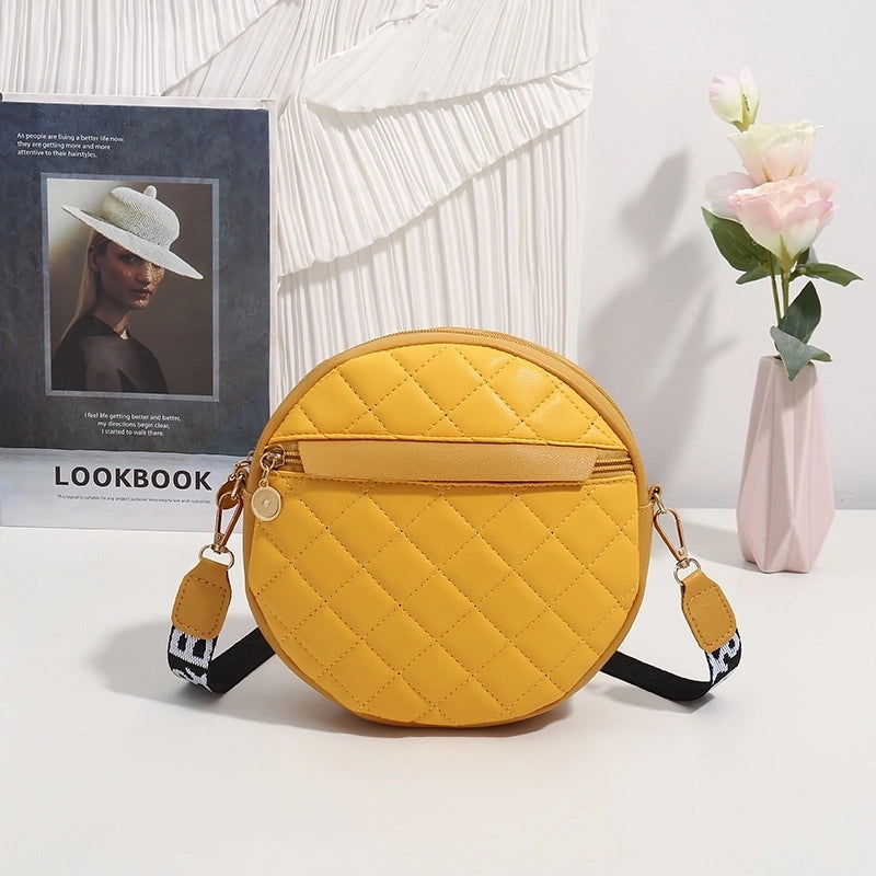 Women's All Seasons Pu Leather Lingge Cute Round Zipper Shoulder Bag