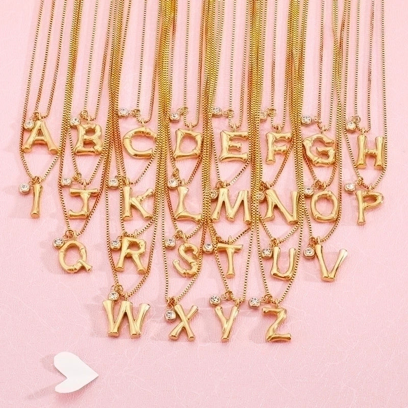 Titanium Steel 18K Gold Plated Minimalist Commute Patchwork Letter Necklace