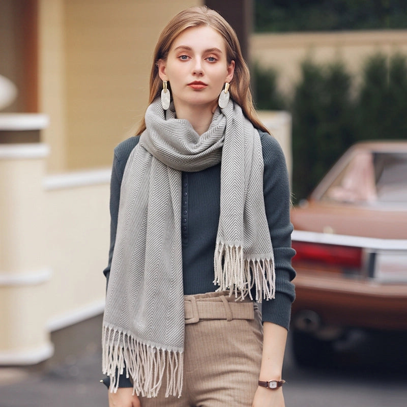 Women's Elegant Streetwear Stripe Imitation Cashmere Scarf