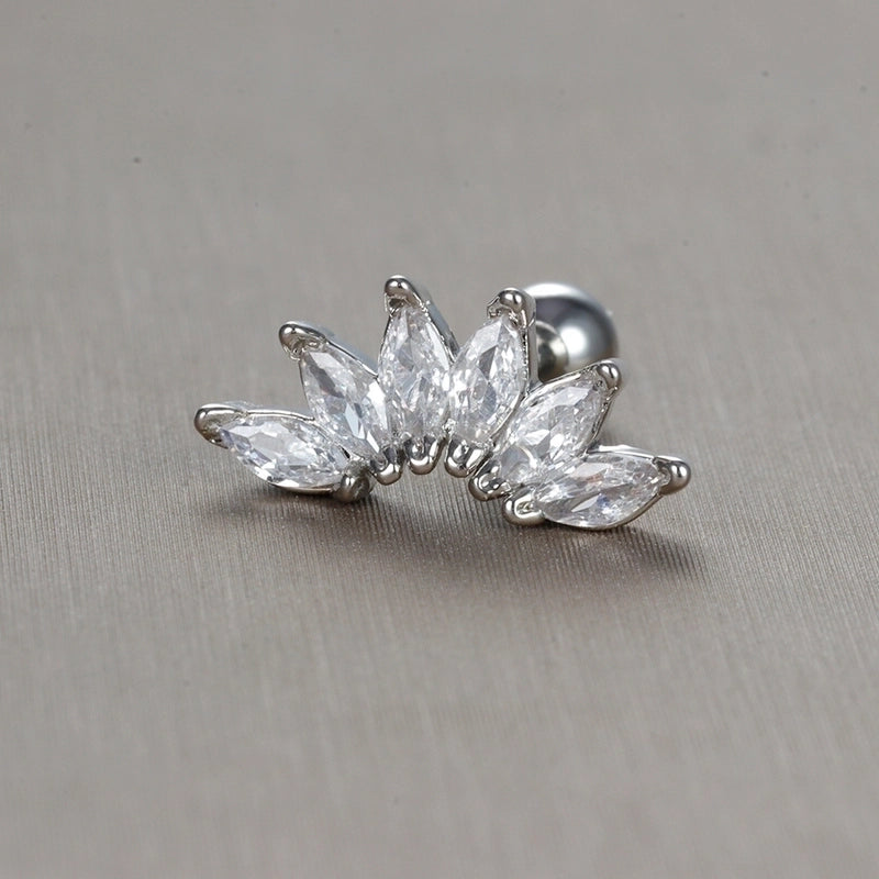 1 Piece Minimalist Star Heart Shape Crown Plating Inlay Stainless Steel Zircon Ear Studs