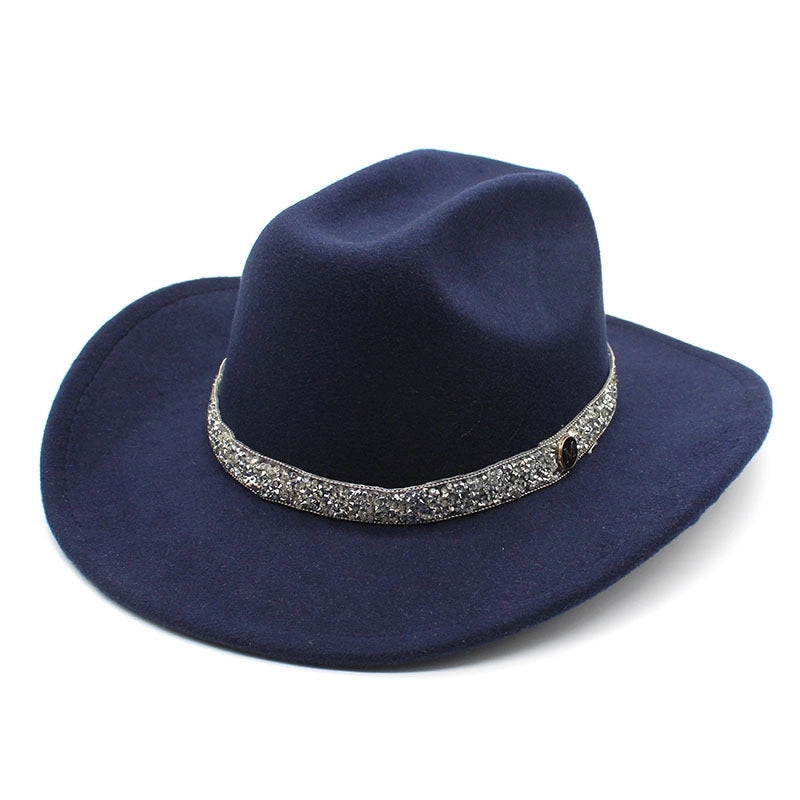 Felt Top Hat Curved Edge Classic Belt Buckle Panama Hat Gentleman Hat Curling Sun Protection Sun Hat