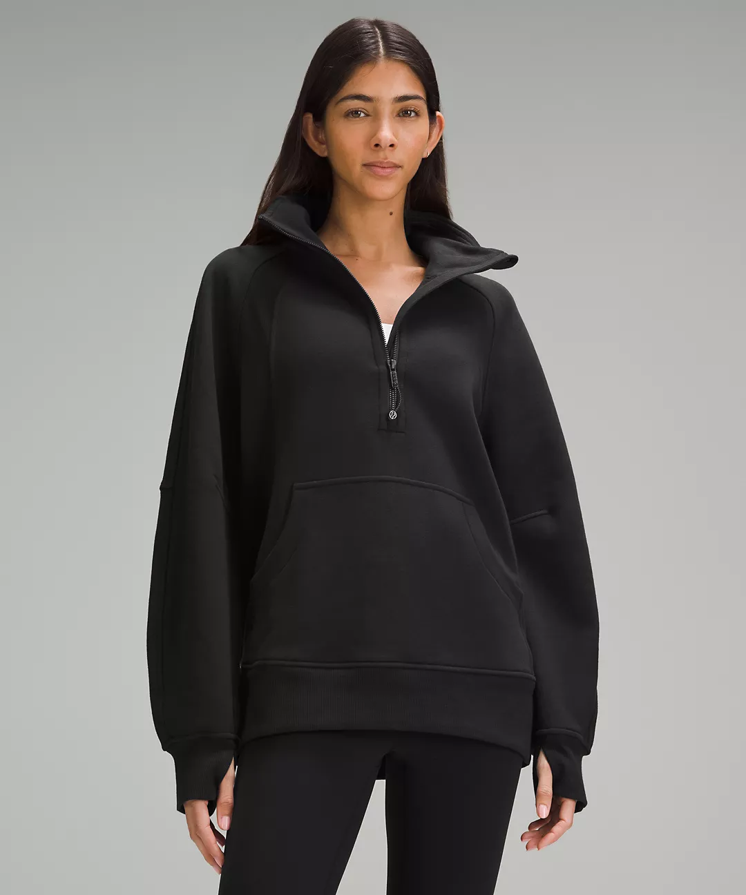 Scuba Oversized Funnel-Neck Half Zip Long