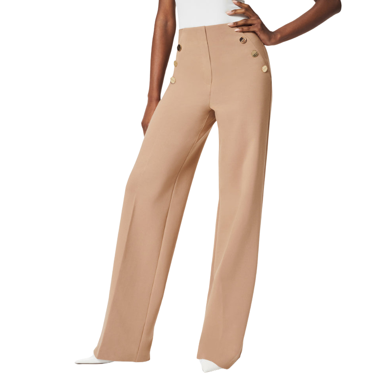 Gold Button Wide Ponte Pants
