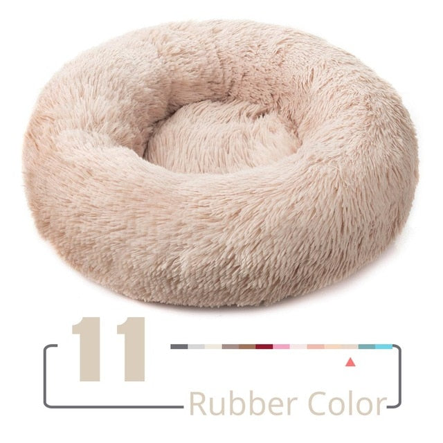 Solid Color Round Plush Dog Cat Bed