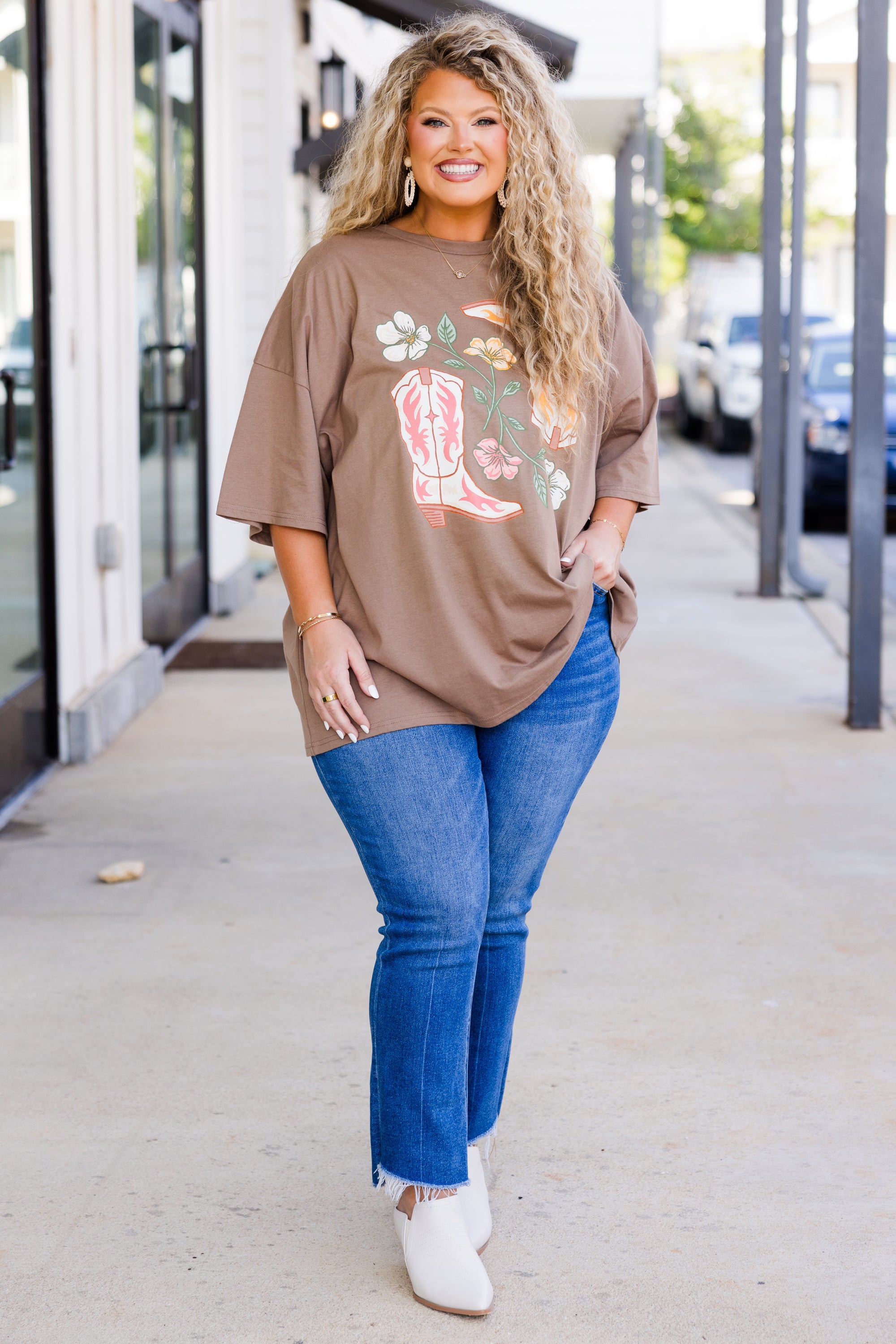 All About the Boots Boyfriend Tee. Espresso