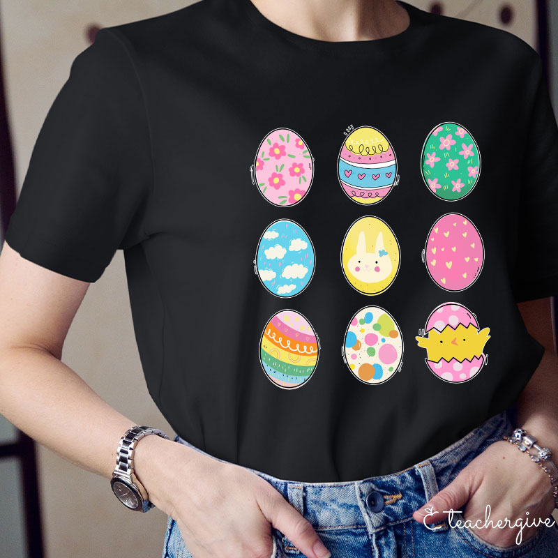 Rich Pattern Eggs Teacher T-Shirt