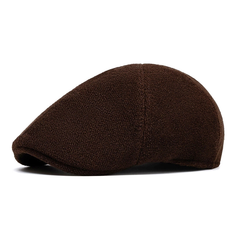 Unisex Retro British Style Solid Color Curved Eaves Beret Hat