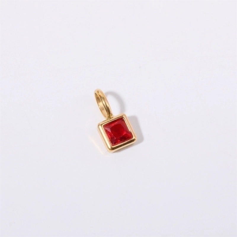 201 Stainless Steel 304 Stainless Steel Glass Minimalist Diamond Geometric Square Pendant Necklace