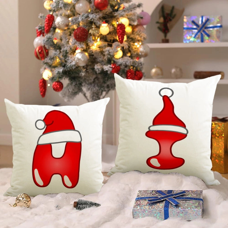 Christmas  Cute Modern Style Christmas Hat Letter Linen Polyester Pillow Cases Couch & Sofa Decor